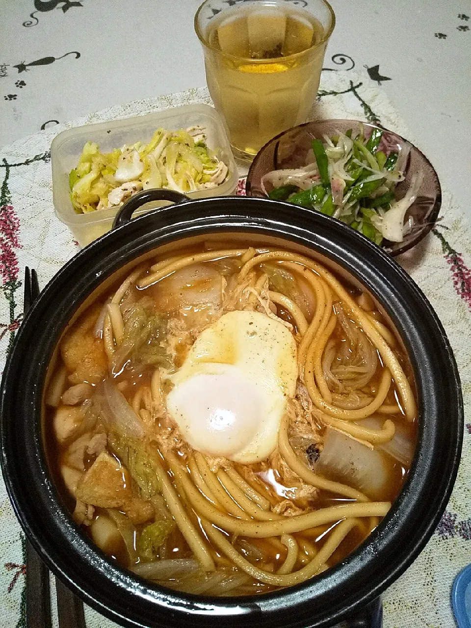 今日の晩御飯
※味噌煮込みうどん
※キャベツとささみのマスタード和え
※エシャレットのナムル|れあMIXさん