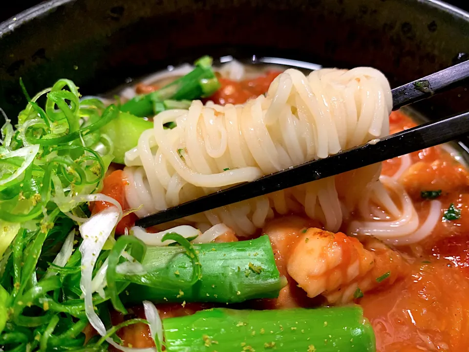 Snapdishの料理写真:シーフードトマトそうめん|半田手延べそうめんの店 阿波や壱兆さん