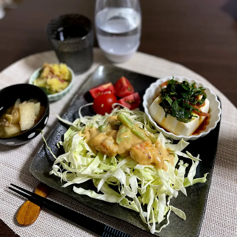 Snapdishの料理写真:4/18晩ご飯：エビマヨ(芝麻醤入り)|ななみんさん