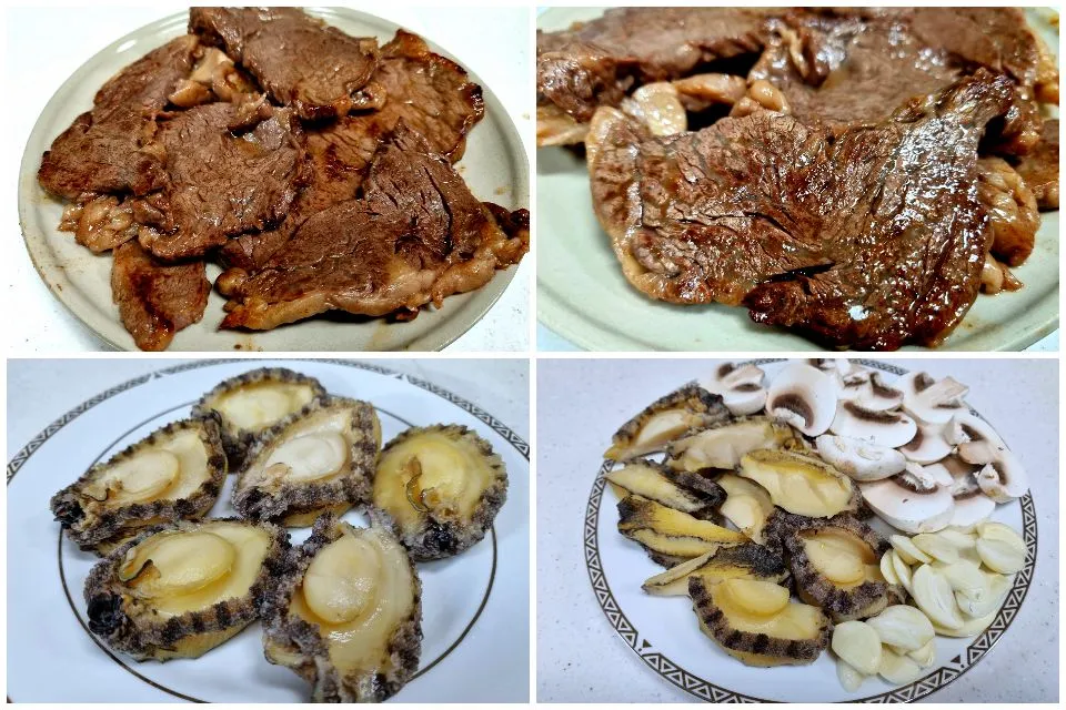 pan-seared hanwoo beef and saute abalone|steven z.y.さん