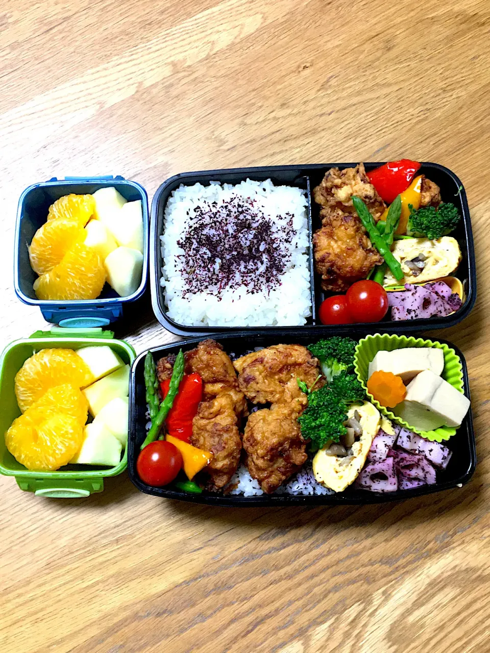 Snapdishの料理写真:鶏の唐揚げ弁当（焼肉のタレ風味）|ゆさん