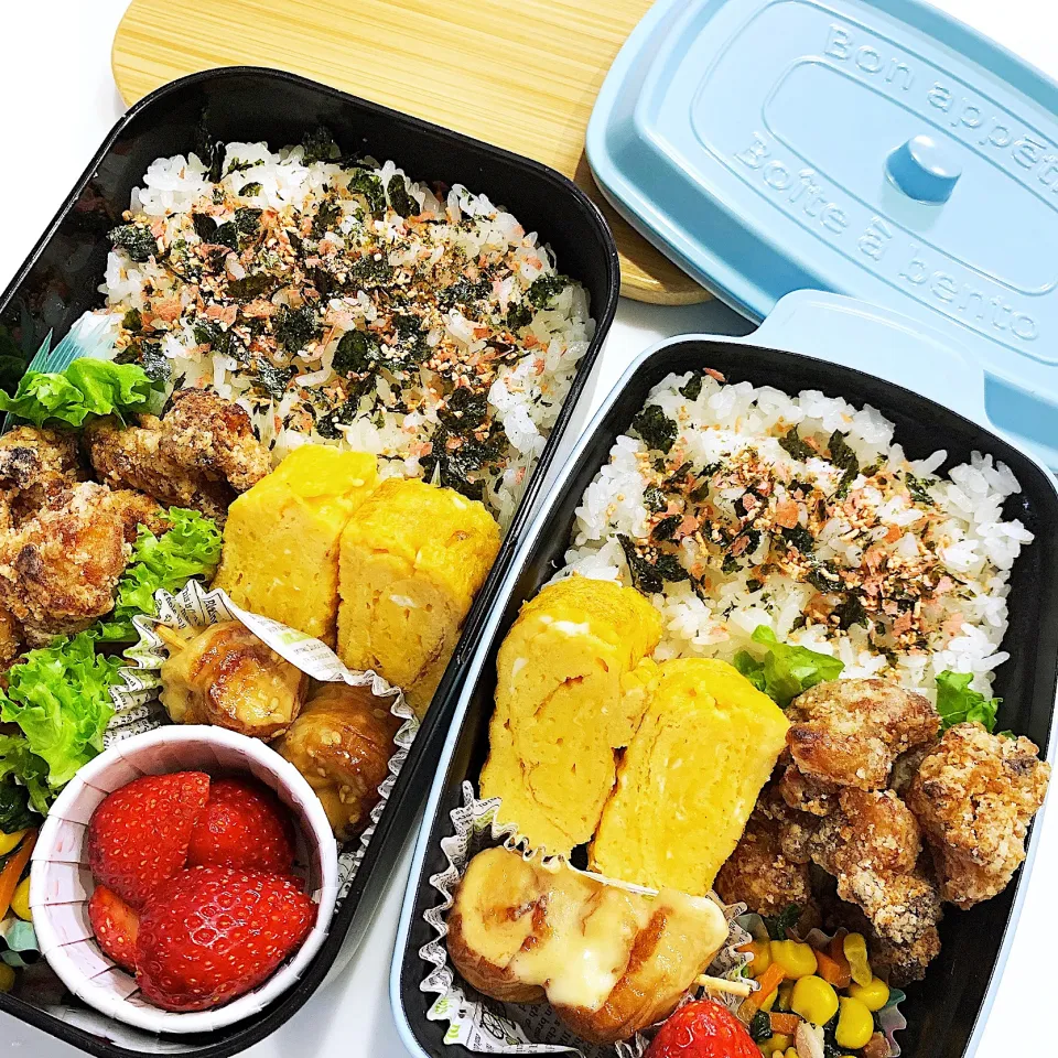 男子高校生のお弁当＋自分お弁当|ゆちさん