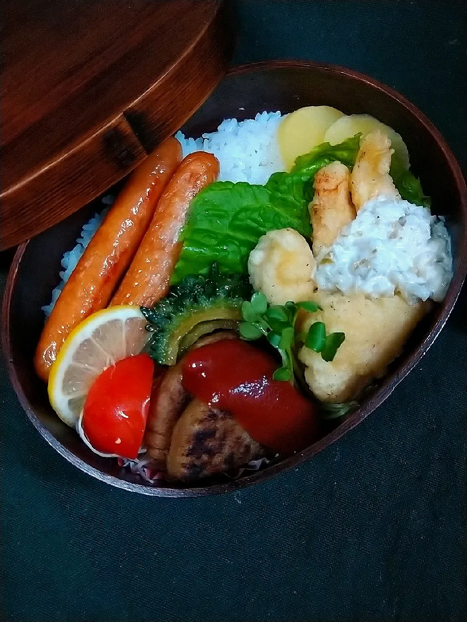 ロングウインナー・鶏天・ゴーヤ
　今日のお弁当*45|cheryl_tasteさん