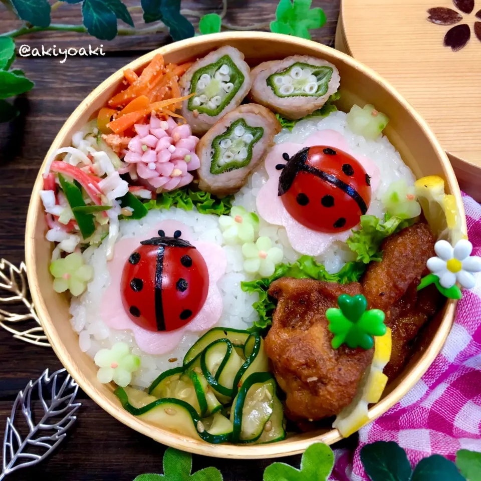 てんとう虫おにぎり弁当|Akiyoෆ¨̮⑅さん