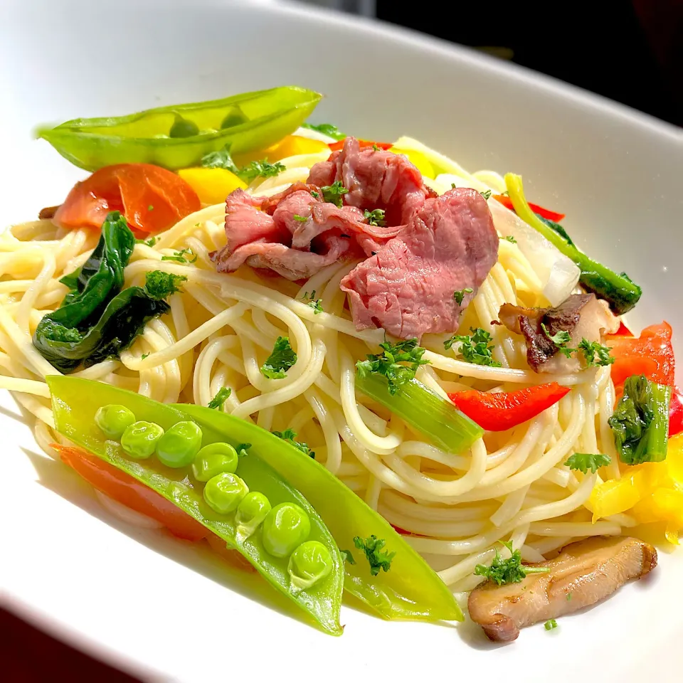 たっぷり野菜とローストビーフのスパゲッティ|Kさん