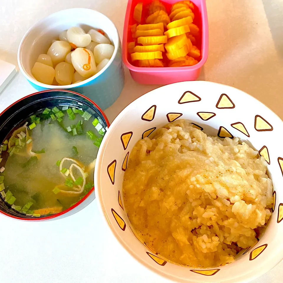 長芋とろろがけ玄米🍚味噌汁,漬物🇯🇵🍴😸|にゃんこさん