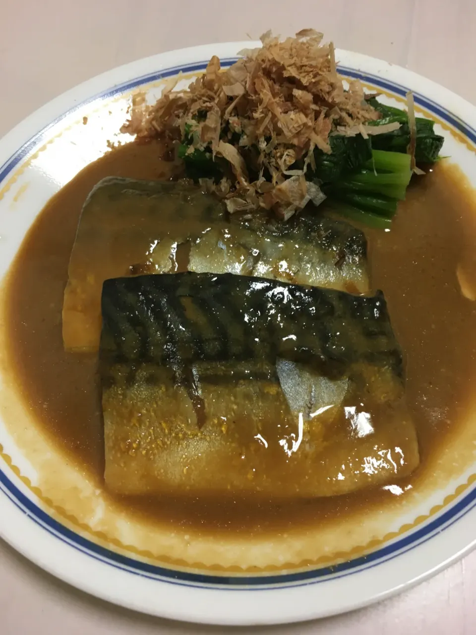 サバの味噌煮、ほうれん草のお浸し|ももさん