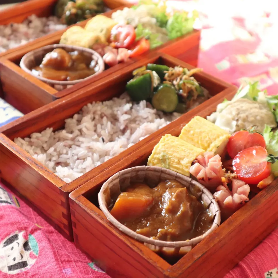 高校生男子＆中学生男子弁当🍱カレー🍛|なかじー。さん