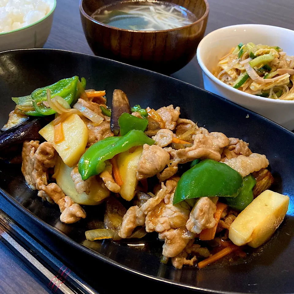 豚と野菜のオイスターソース炒めの晩ご飯|mikaさん