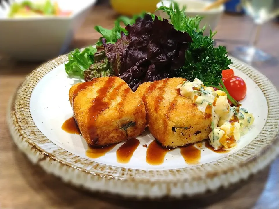 豆腐のチーズ大葉はさみ揚げ|古尾谷りかこさん