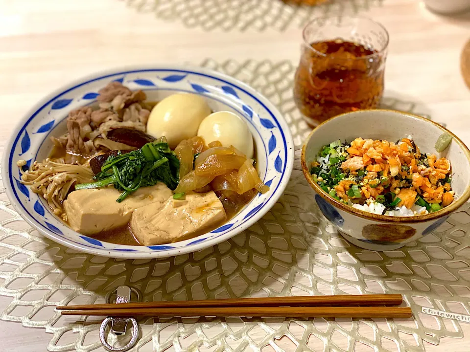 肉豆腐と鮭茶漬け|ひろさんとゆりさんさん