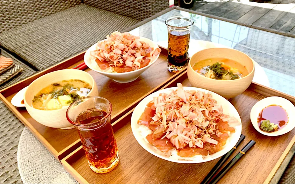 Snapdishの料理写真:❤️まーくん亭❤️漬けマグロ丼朝定食🐟|kuririnさん