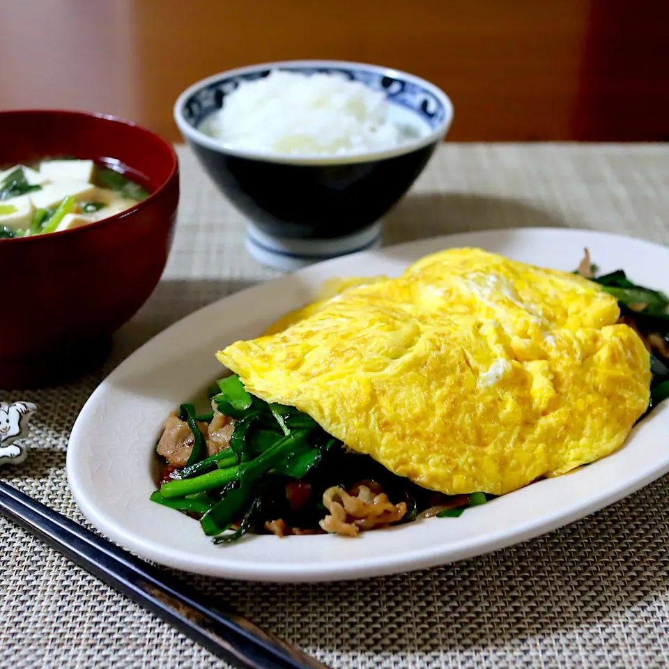 Snapdishの料理写真:かおるさんの料理 孤独のグルメで見たニラ玉定食|かおるさん