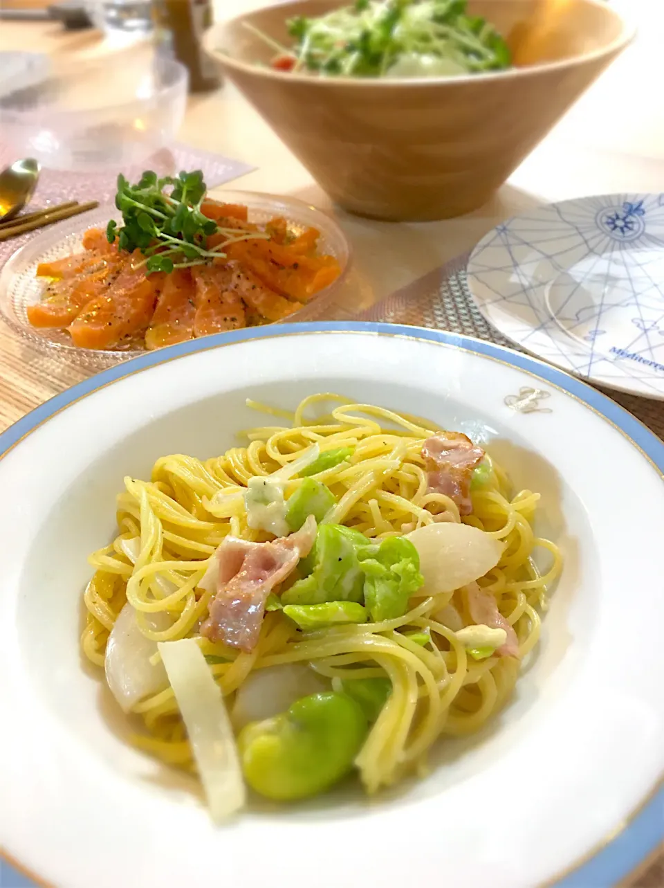 空豆と新玉ねぎのクリームパスタ|suuu!!!さん