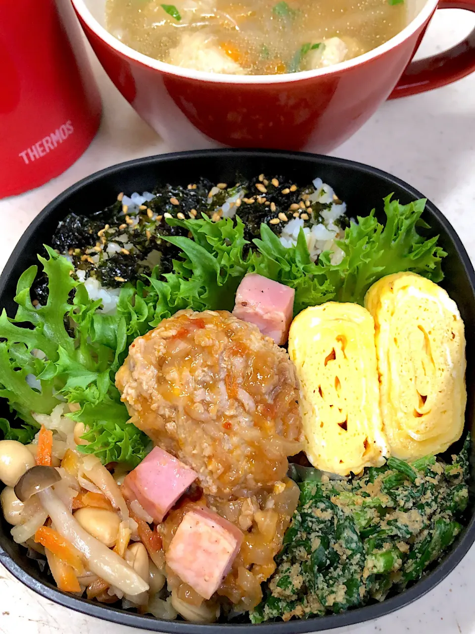 豆腐ハンバーグ・鶏団子春雨スープ弁当|teteさん