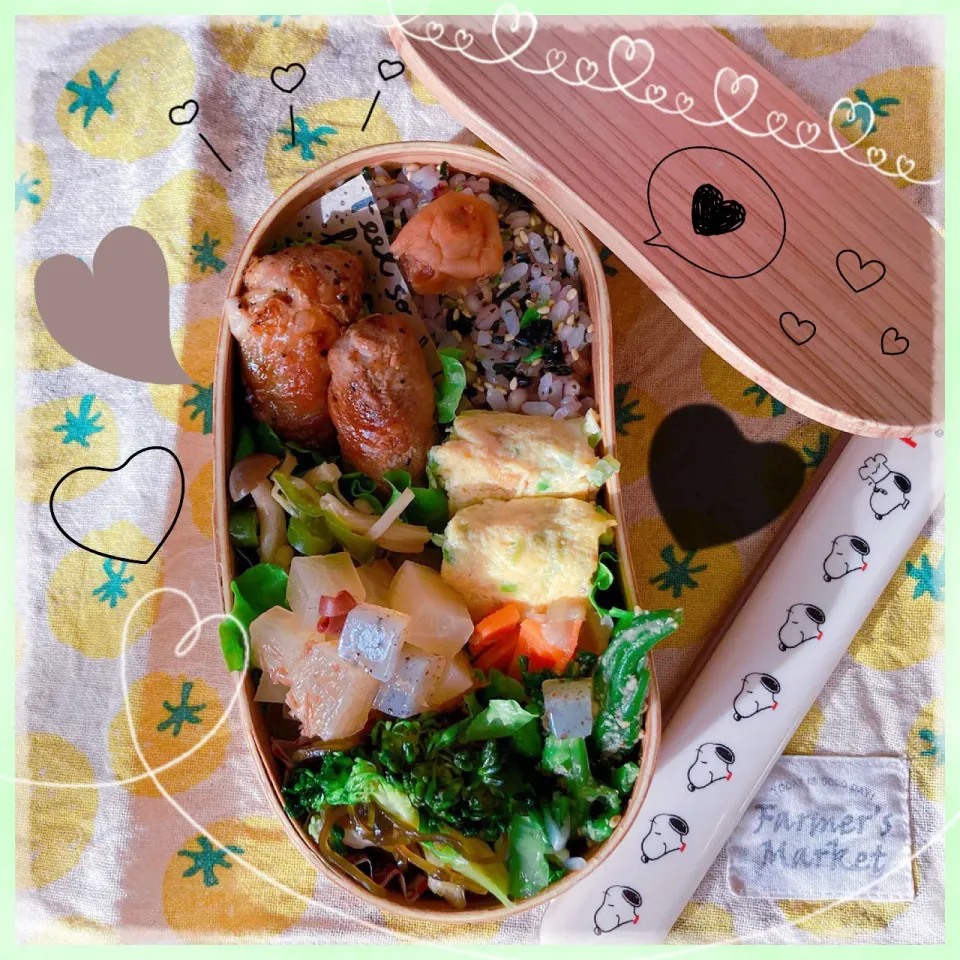 ４／２６ ｍｏｎ 豚肉のシソチーズロール焼き弁当🍴|rinaronarさん