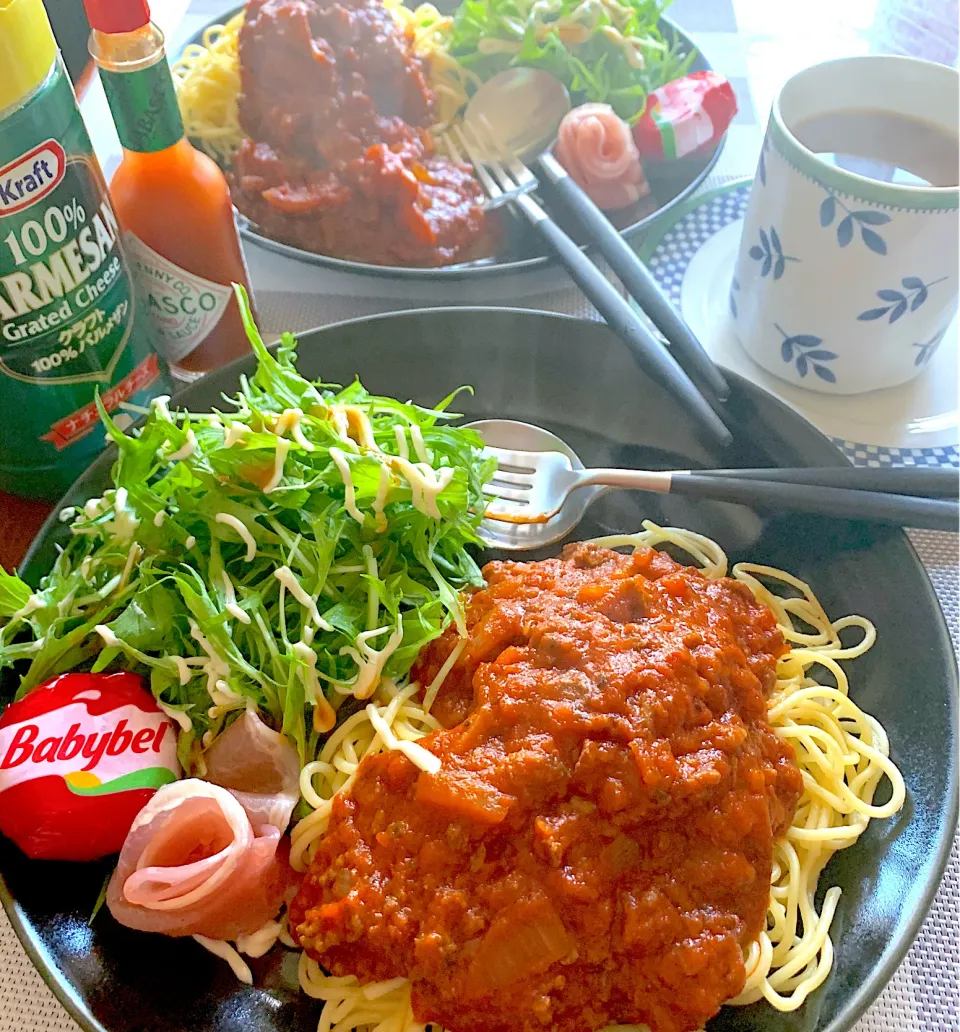 フードロス減らそう　冷凍庫からの手作りミートソースパスタランチ|シュトママさん