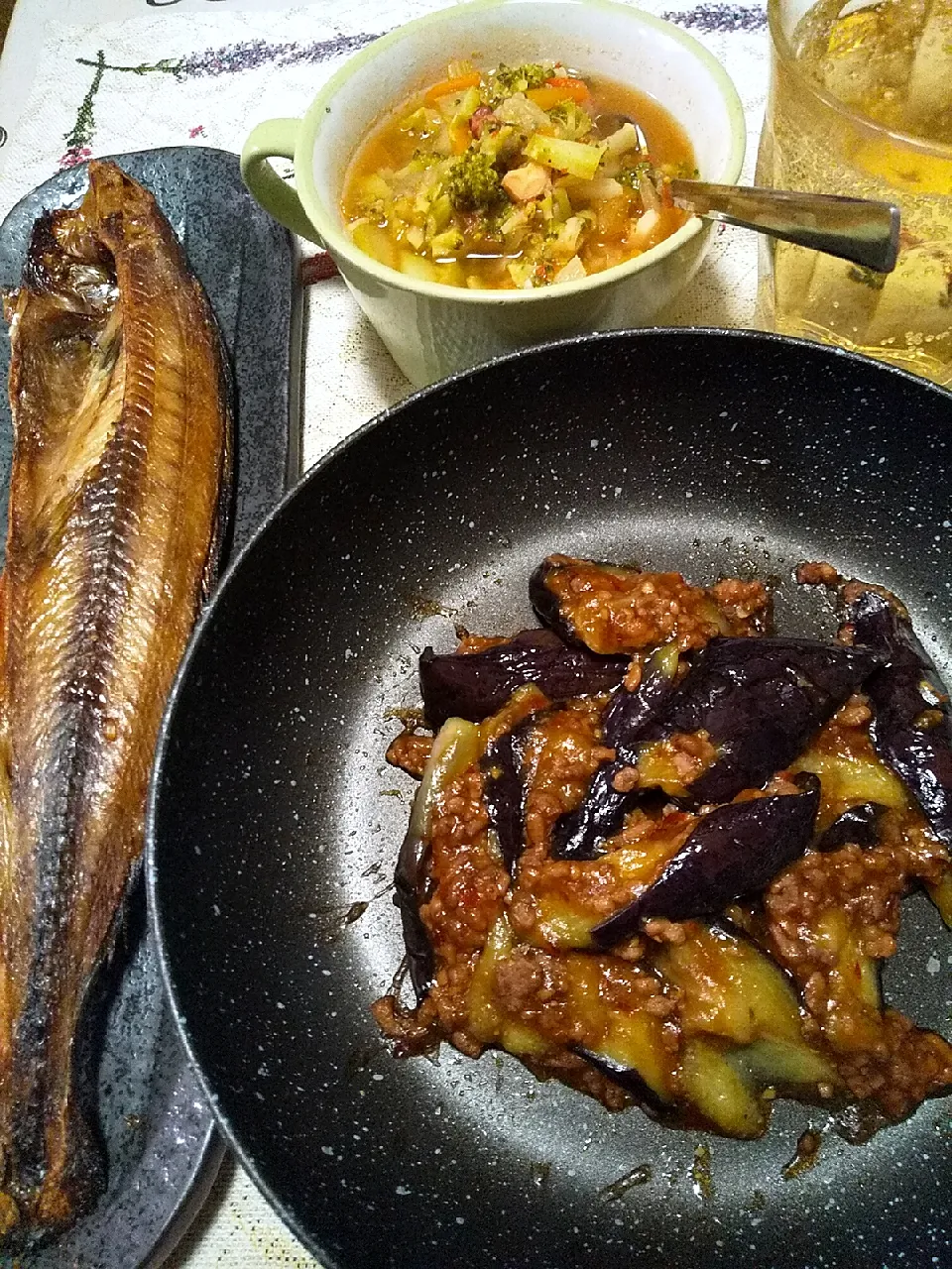 今日の晩御飯
※麻婆茄子
※ほっけの干物
※アレンジ燃焼スープ
※ハイボール|れあMIXさん