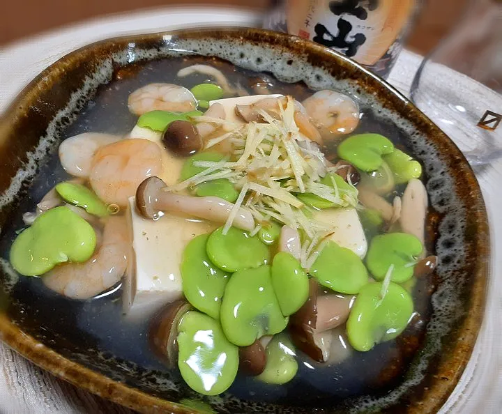 chiecoさんの料理
　空豆と海老の餡掛け豆腐|びせんさん