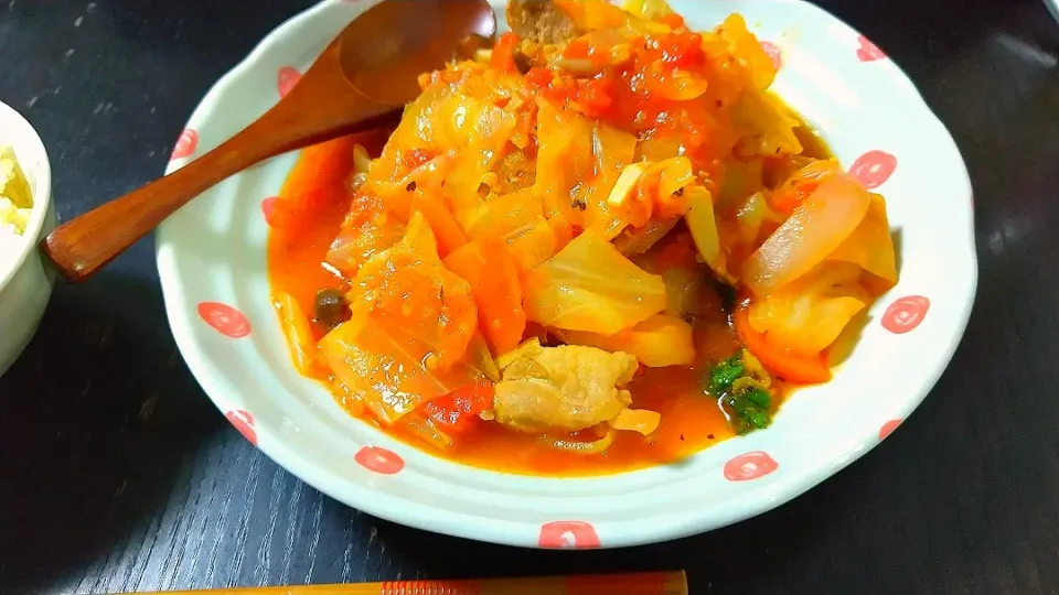 鶏肉のトマト缶スタミナ煮|つばささん