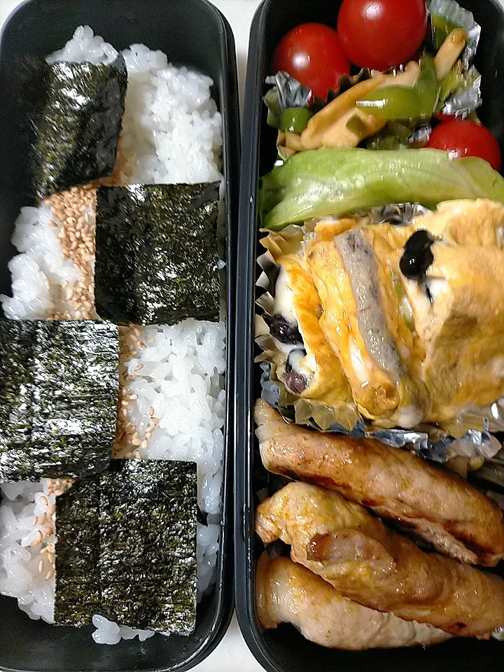 アスパラ肉巻き弁当
★黒豆チーズ入り卵焼き
★エリンギ・ピーマンカレー粉炒め|芽亜里さん