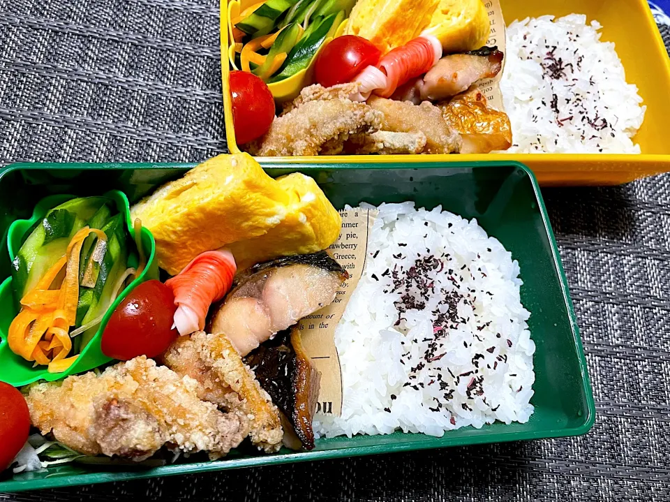 Snapdishの料理写真:今日のお弁当★サバ塩焼きとチキンバー弁当|mettiさん