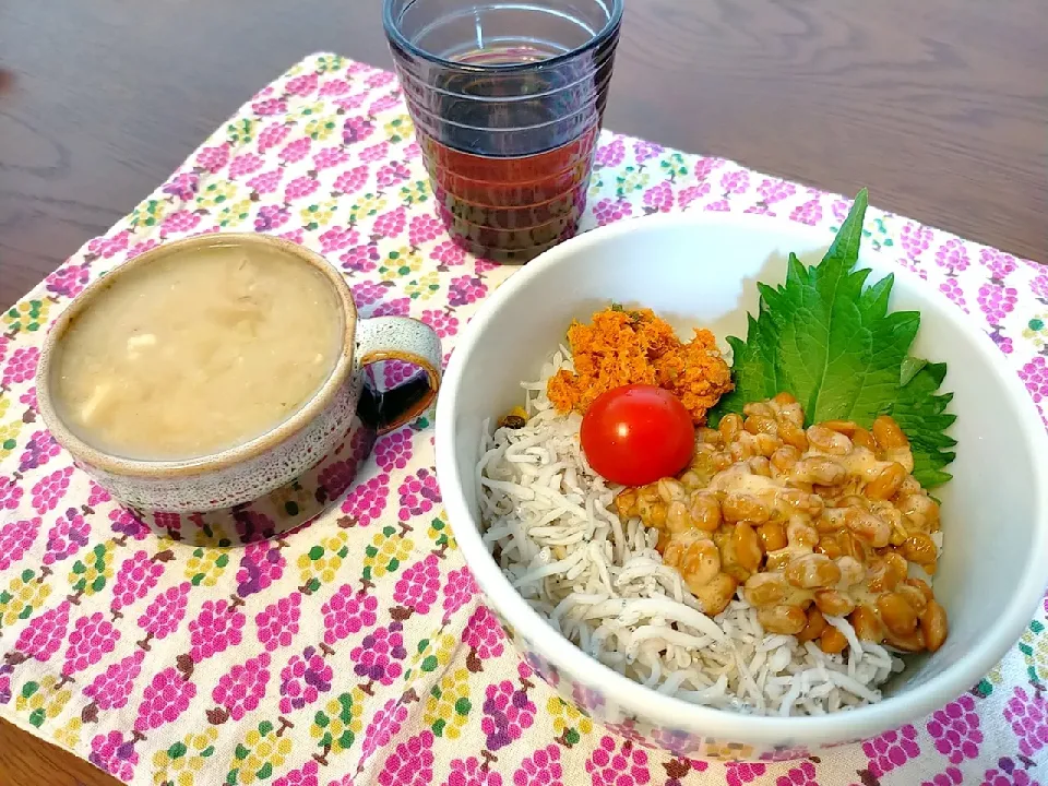 Snapdishの料理写真:昼ごはん　納豆しらす丼|みやこさん