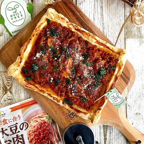 「大豆のお肉 洋風ミンチ」を使ってみたSnapdishの料理・レシピ写真:GUILTFREE2021洋食に合う大豆のお肉でミートのパイピザ🍕