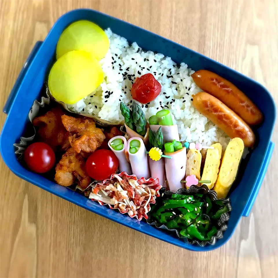 アスパラマヨハム巻きで春色弁当🍡🌸|ちぃさん