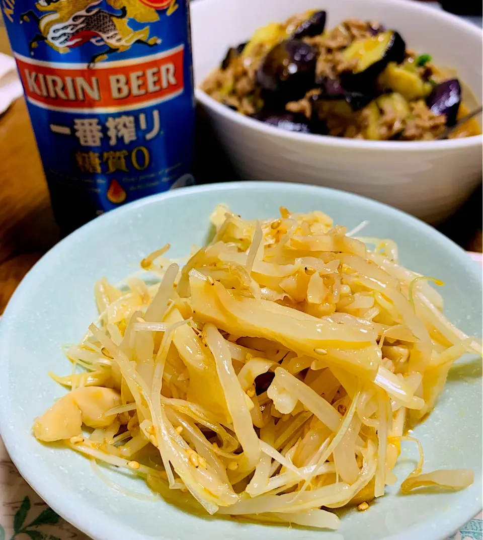 やわらぎメンマともやし白髪ネギの和物🍺|ちはるさん