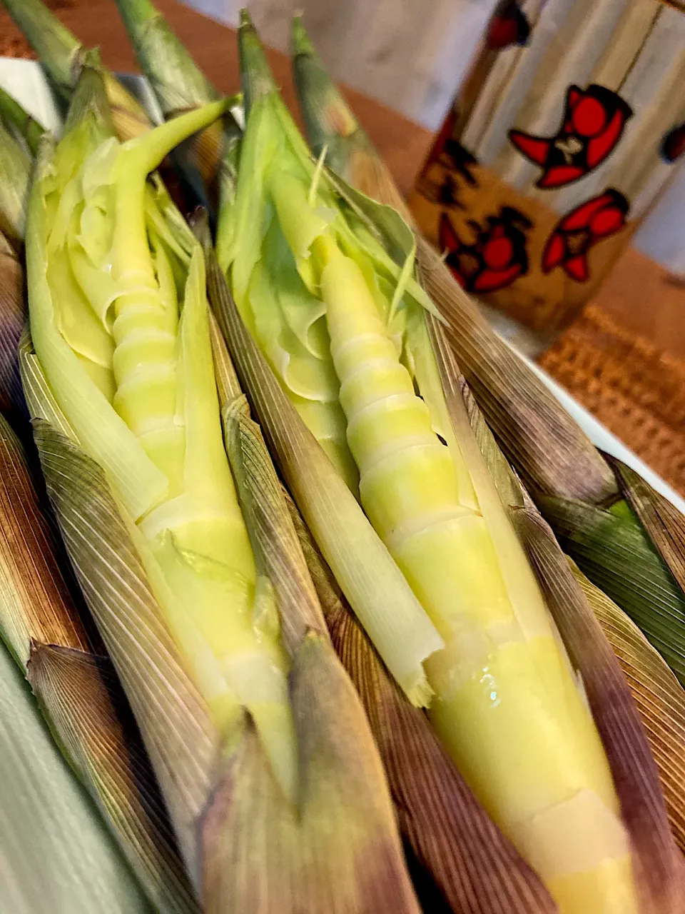 Snapdishの料理写真:焼き根曲がり竹に久寿玉純米カップ酒😋🍶💕✨|アイさん