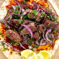 sauteed liver with red onion sumac 👌🏻 and some tomato paste sauce|lindaさん