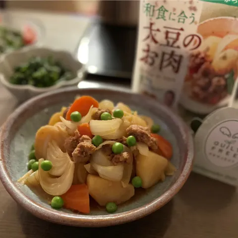 「大豆のお肉 和風ブロック」を使ってみたSnapdishの料理・レシピ写真:ヘルシー肉じゃが                                                    #和食に合う大豆のお肉ブロック