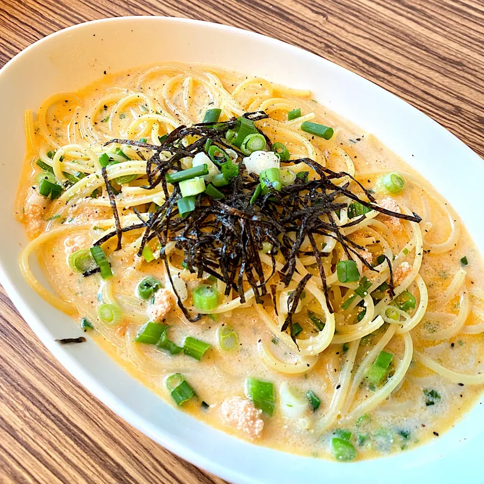 Snapdishの料理写真:明太子スープパスタ🍝|にゃんこさん