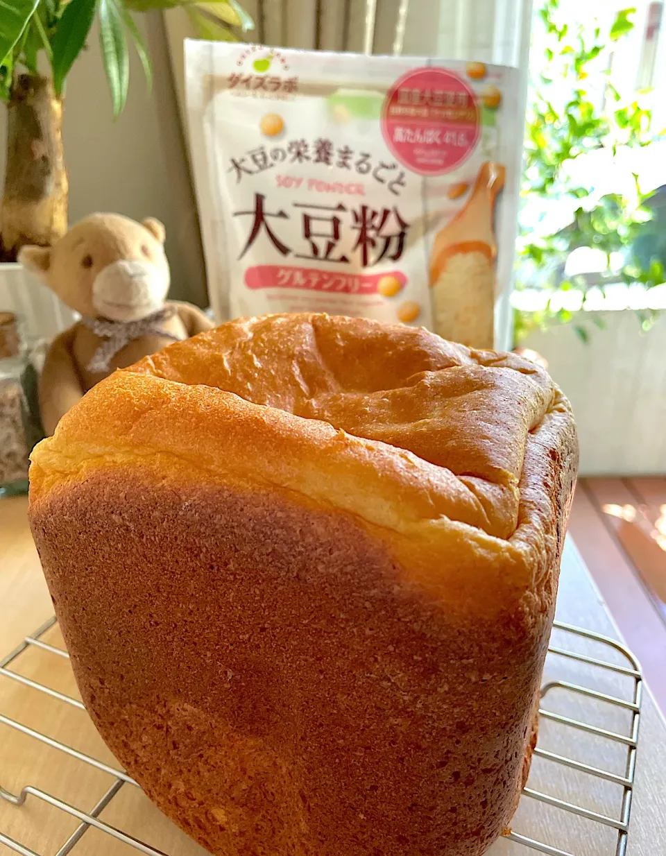 Snapdishの料理写真:大豆粉で早焼きパン出来ました🍞|だまさん