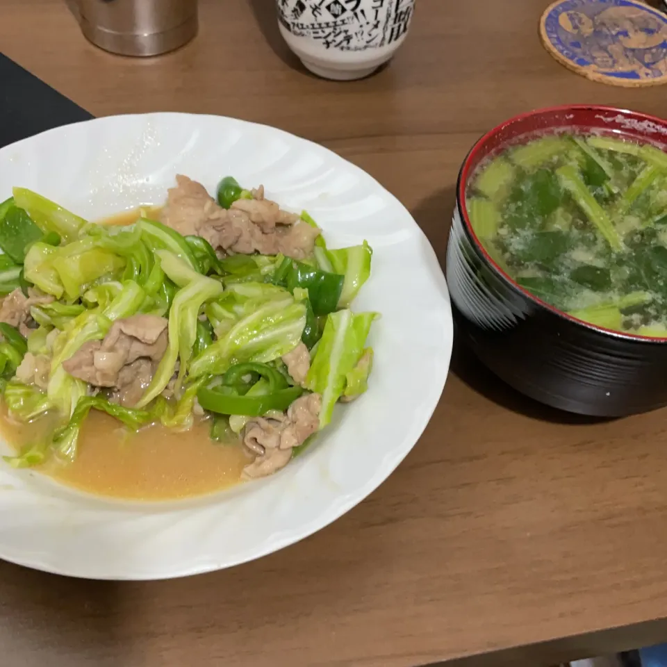 回鍋肉・小松菜と豆腐の味噌汁|a-parkさん