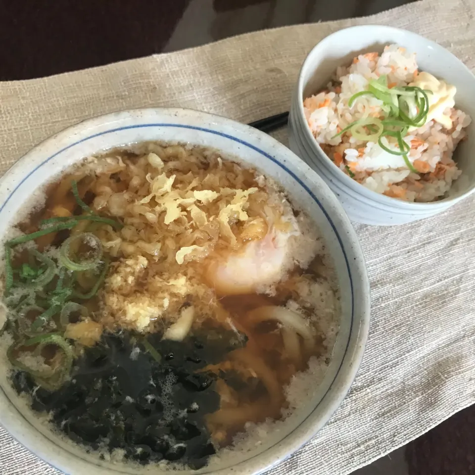 うどんと鮭ご飯|純さん