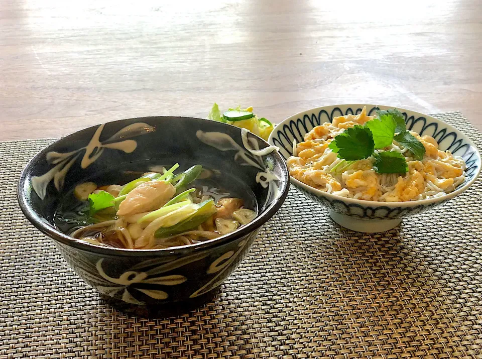 かしわ南蛮蕎麦としらす玉子丼|saoricocoさん