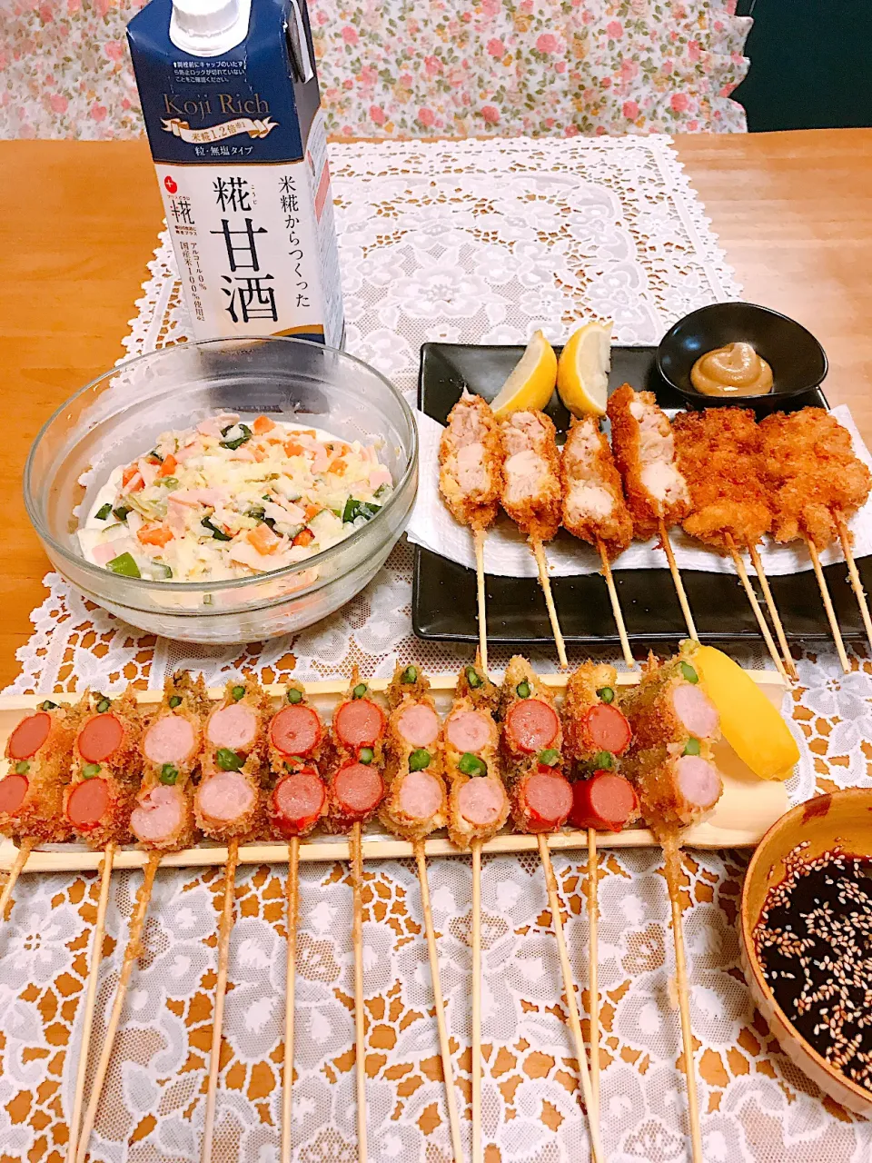 今夜の夕飯♡串鳥カツとウィンナーアスパラの串カツ？♡糀甘酒でコールスロー♡令和3年5月3日月曜日♡|♡Fille√chie♡さん