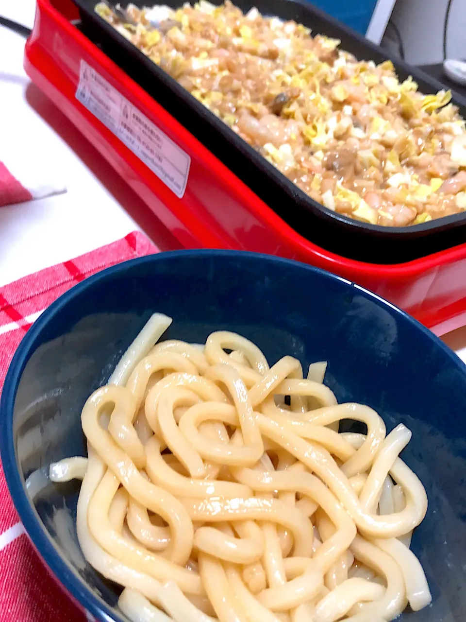 Snapdishの料理写真:もんじゃと素うどん|もえさん