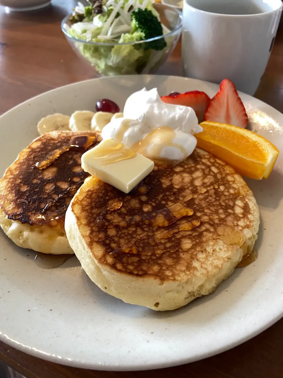 5/5の朝食　フルーツたっぷりホットケーキ！|yoneさん