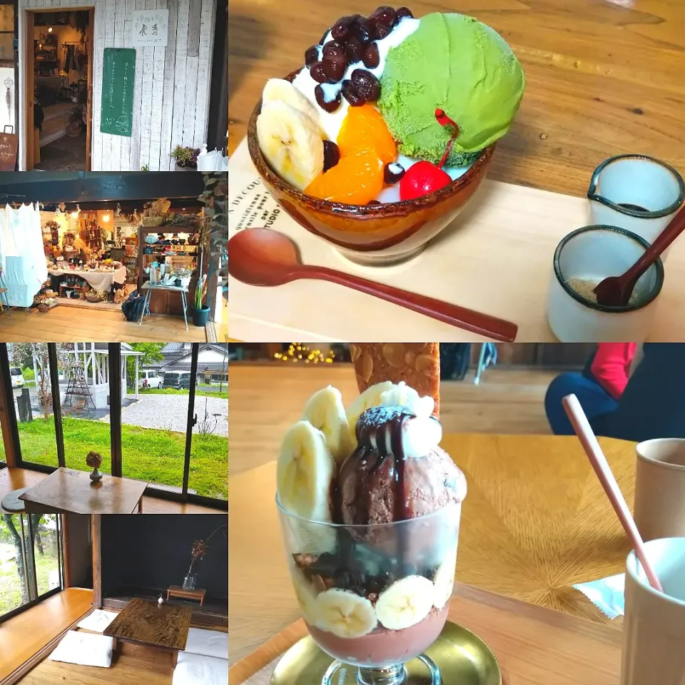 雑貨とおやつの店ボワ🍨あんみつパフェ＆チョコバナナパフェ|うたかた。さん