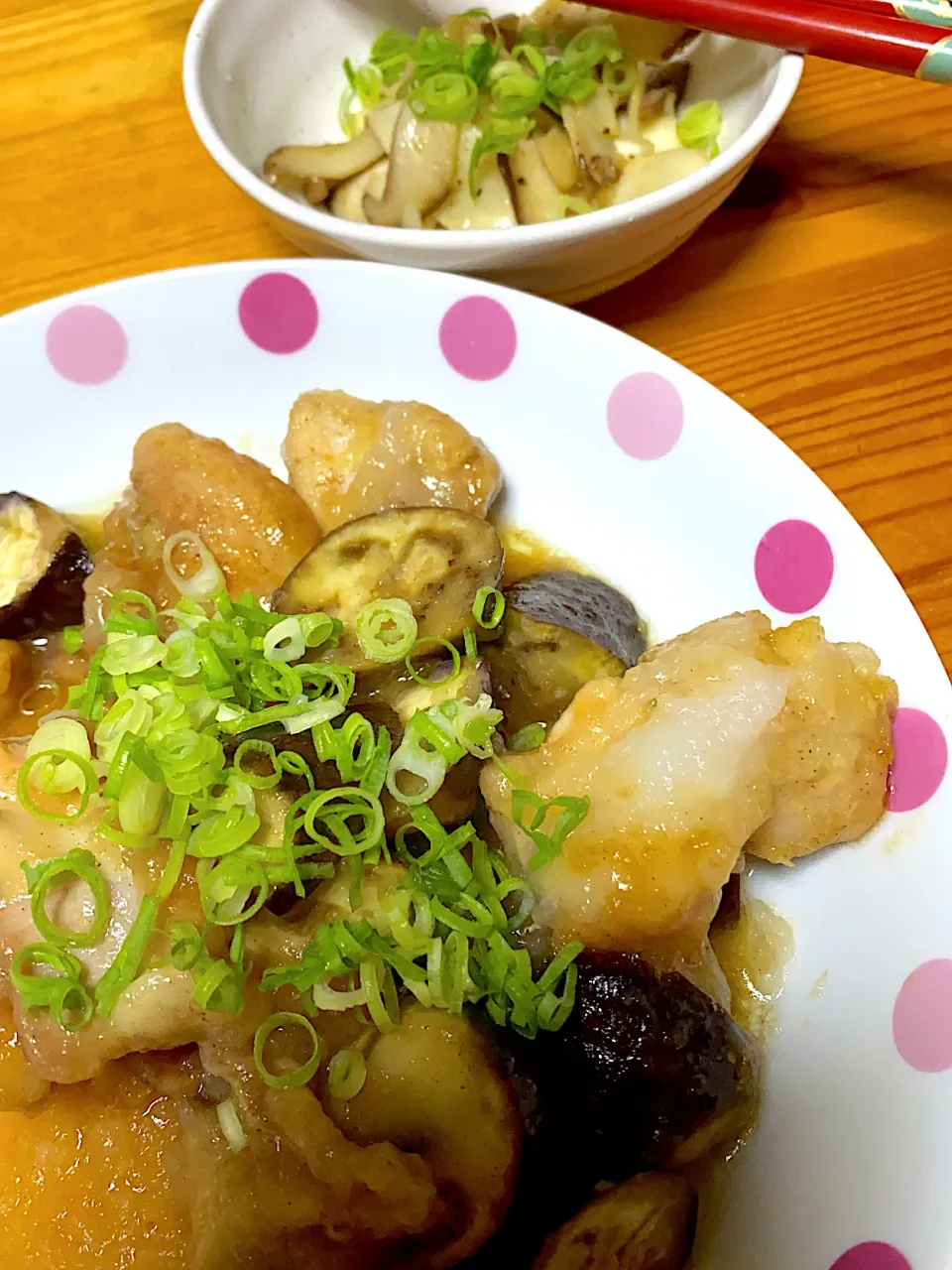 鶏と茄子のみぞれ煮、エリンギのニンニクソテー|kaaaaaさん