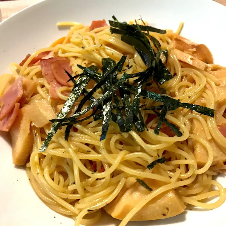 タケノコとベーコンの和風パスタ🍝🥓|純さん