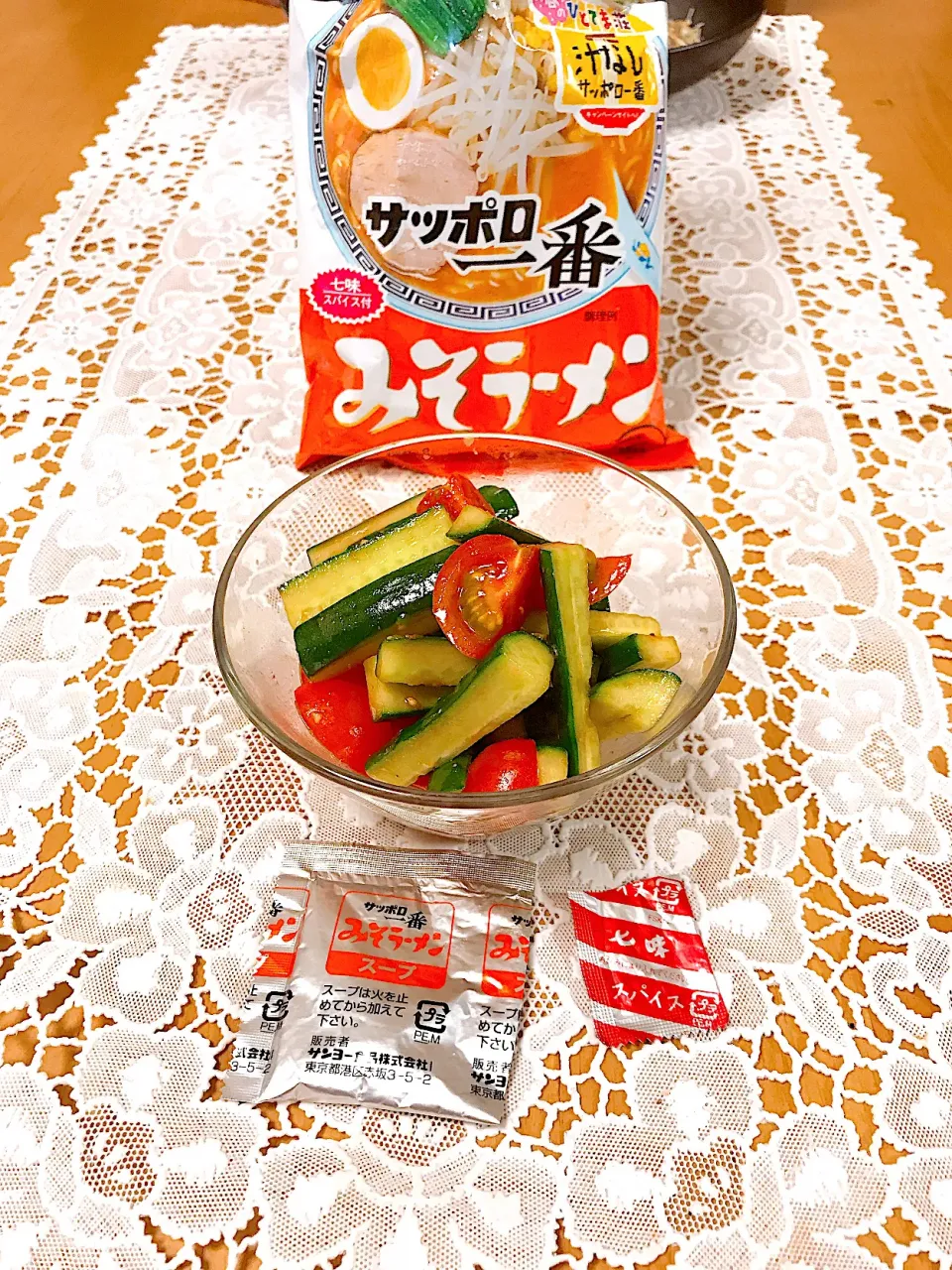 ピリ辛みそきゅうり♡サッポロ一番の粉末スープと添付の七味スパイスで♡今夜は､他のサイトのモニター商品で夕飯作り♡令和3年5月7日金曜日♡|♡Fille√chie♡さん