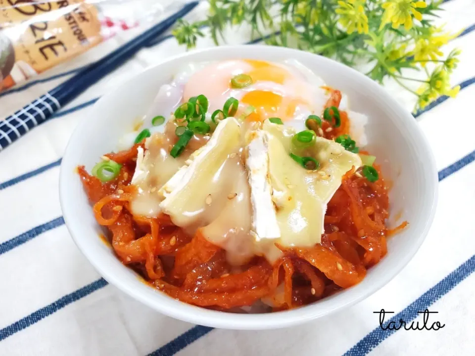 サミカさん♡の料理✨
由美さんのするめキムチ🦑で最強トリプルのっけご飯😍🍚💕|taruto⭐️さん