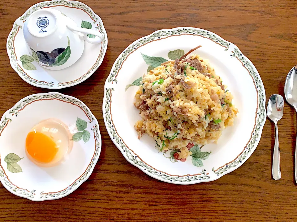 クレソンと黒毛和牛のチャーハン🍃今日の昼食20210508|rococoさん