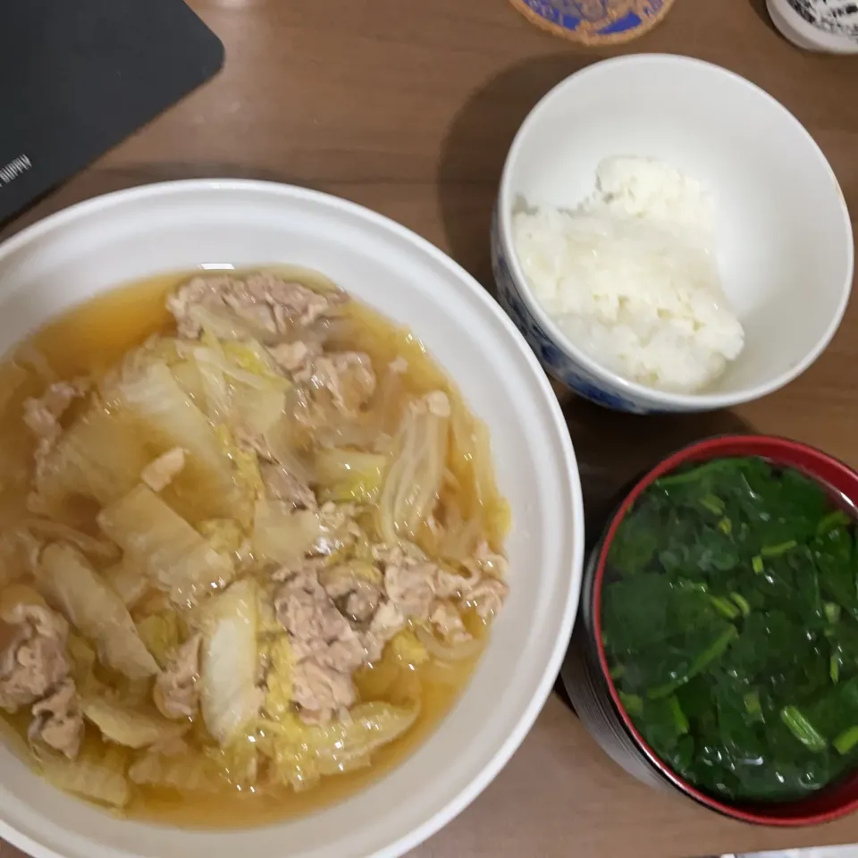 白菜と豚肉の鍋・ほうれん草の味噌汁|a-parkさん