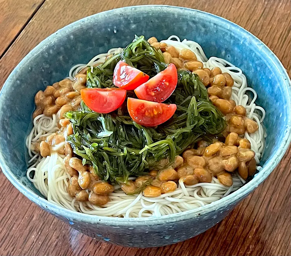 ブランチ #納豆めかぶ麺  #ギルトフリー  #ギルトフリー料理に挑戦|小松菜さん