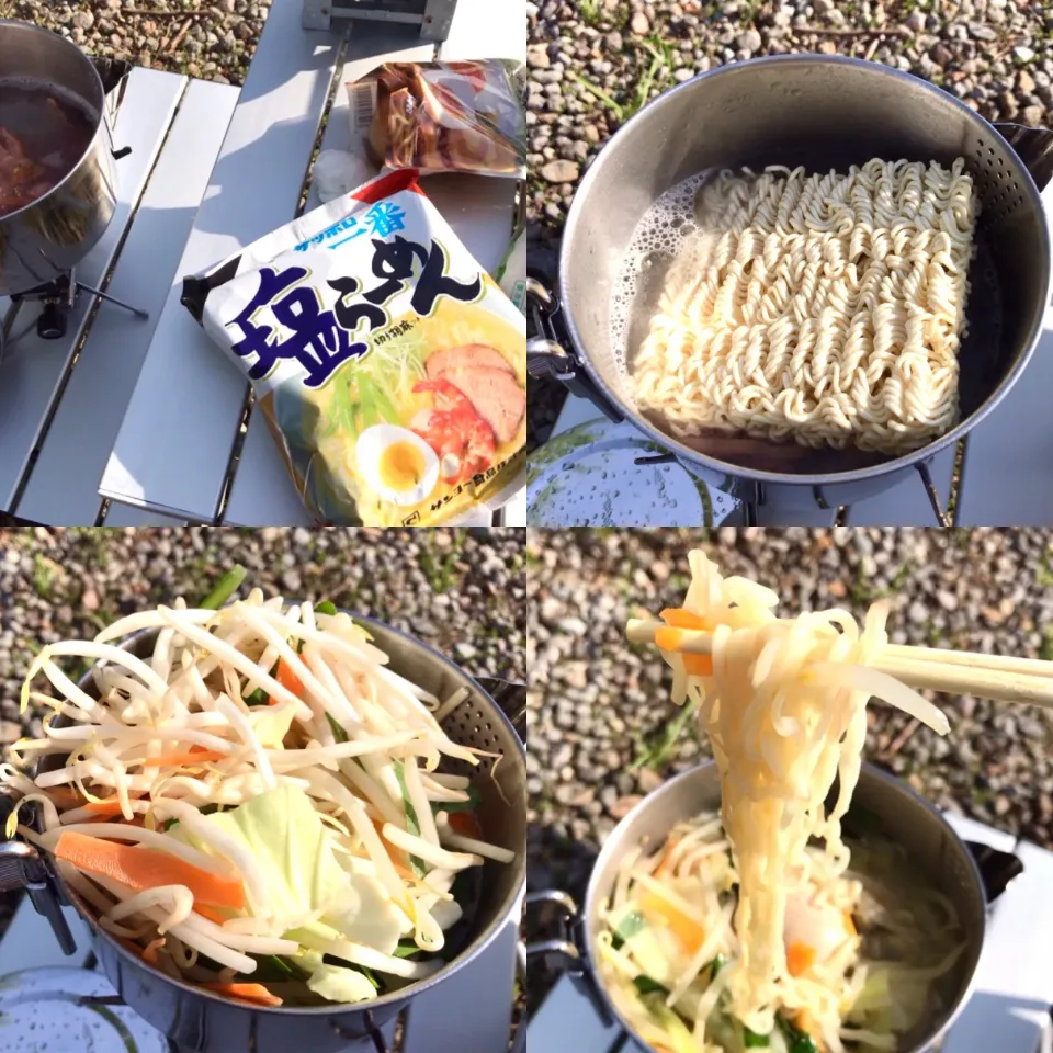 コンビニ塩ラーメンde昼ごはん(森ver.)・・|ばくあんしゃさん